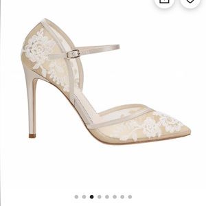 D'Orsay Nude Lace Wedding Heel. Claudia Lace Nude Ivory Wedding Shoes
